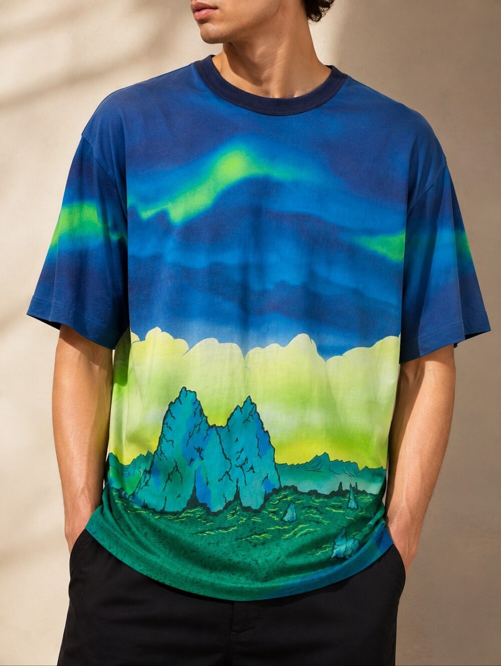 Marc by Marc Jacobs Graphic Landscape Aurora Print T Shirt NWT M 100% Cotton